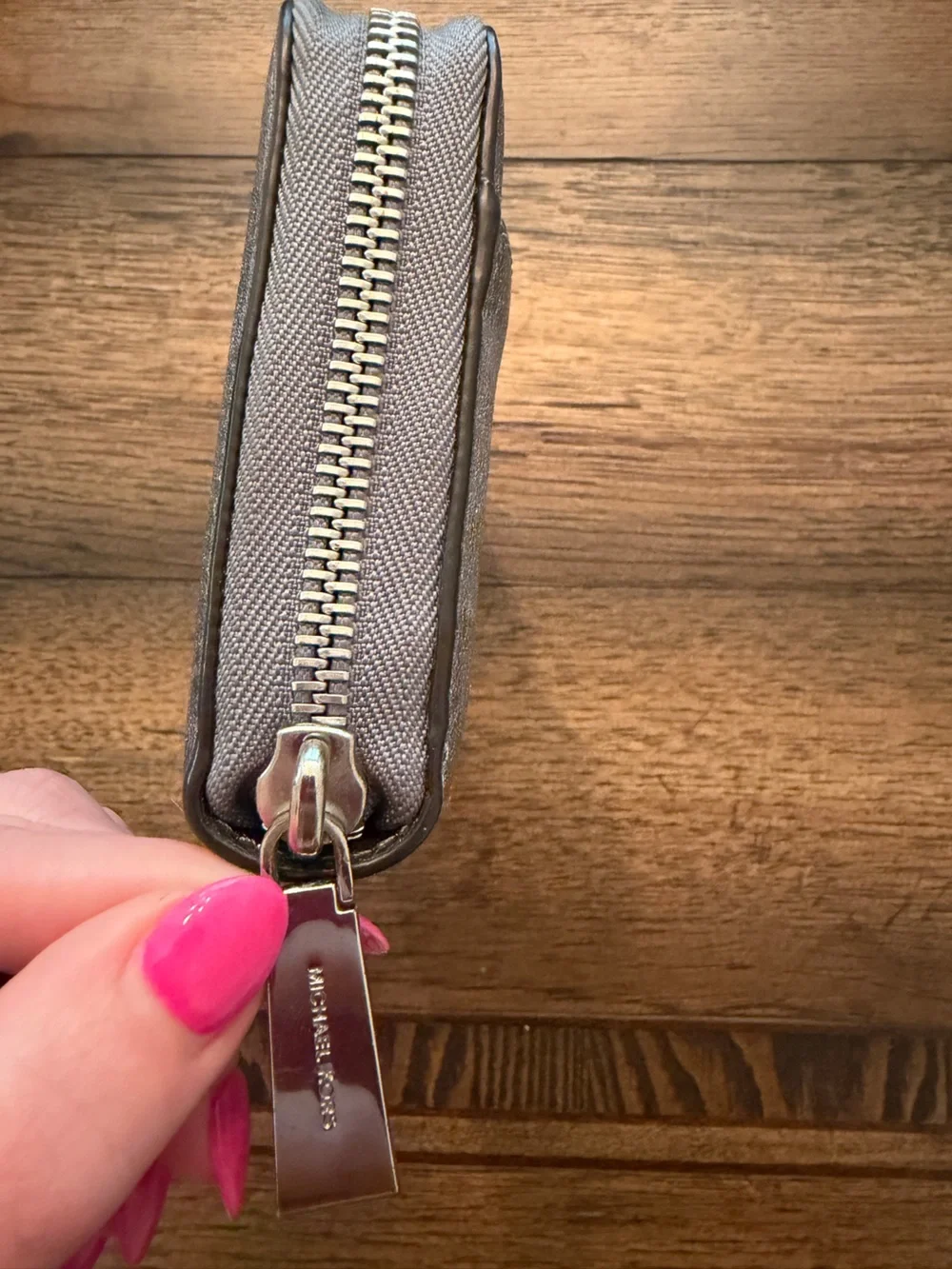 Michael Kors Pocket Zip Around Continental Wallet Metallic crackle leather